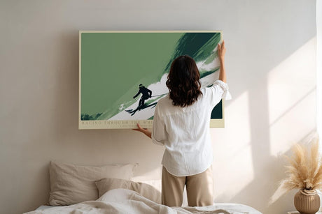 Paul Sinus Wandbild 120x80cm Skifahrer im Abfahrtsmoment moderne Wintersport Kunst mit dynamischer Bewegung