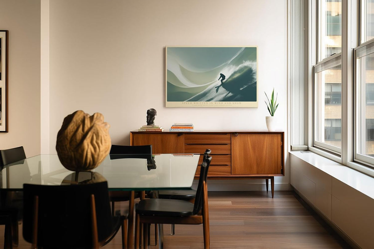 Paul Sinus Wandbild 120x80cm Skifahrer in Bewegung moderne Wintersport Illustration dynamische Wanddekoration