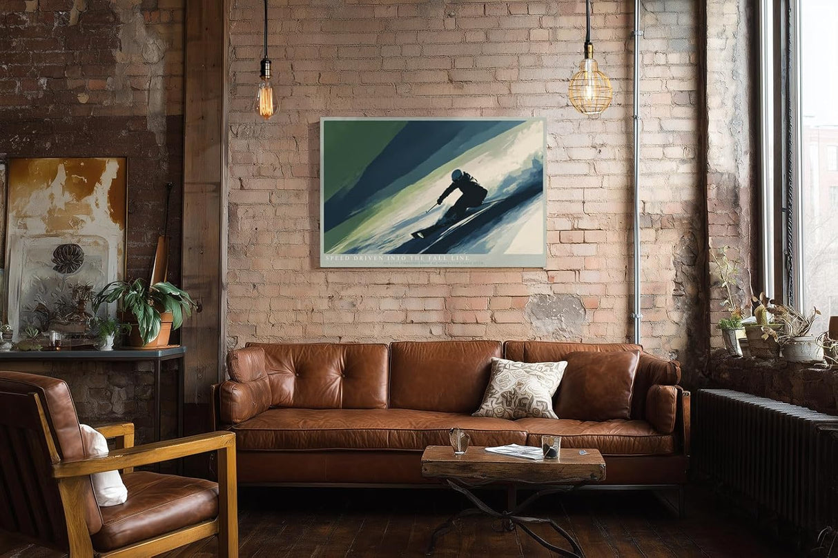 Paul Sinus Wandbild 120x80cm Skifahrer in schneller Abfahrt moderne Wintersport Kunst mit dynamischer Bewegung