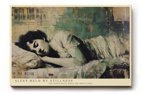 Paul Sinus Wandbild 120x80cm Sleep Held by Stillness ruhendes Frauenportrait Vintage Collage Kunst Poster für Wohnzimmer Schlafzimmer
