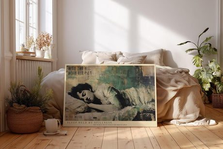 Paul Sinus Wandbild 120x80cm Sleep Held by Stillness ruhendes Frauenportrait Vintage Collage Kunst Poster für Wohnzimmer Schlafzimmer