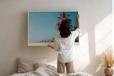 Paul Sinus Wandbild 120x80cm Slow Day in the Tropics Tropische Palmen Landschaft Sommer Natur Kunst fuer Wohnzimmer Schlafzimmer und Büro