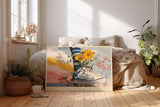 Paul Sinus Wandbild 120x80cm Sneaker im Blumenfeld Moderne Sommer Illustration Lifestyle Kunst für Wohnzimmer Schlafzimmer Jugendzimmer