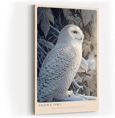 Paul Sinus Wandbild in 40x60cm Snowy Owl – elegante Schneeeule im Profil mit feiner Gefiederzeichnung vor winterlicher Kulisse