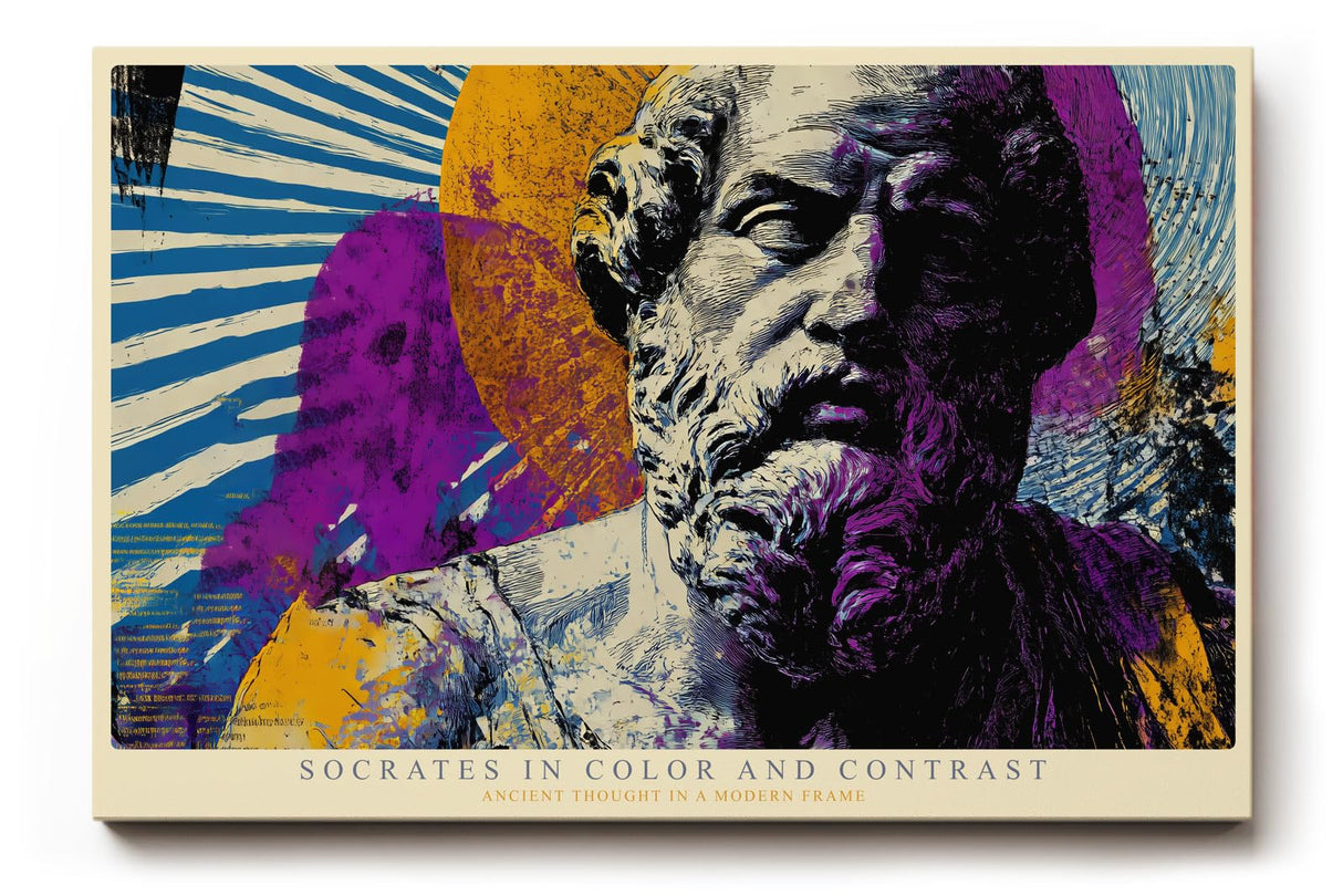 Paul Sinus Wandbild 120x80cm Socrates in Color and Contrast moderne Pop Art Statue Philosophie Kunst Poster für Wohnzimmer Büro Studio