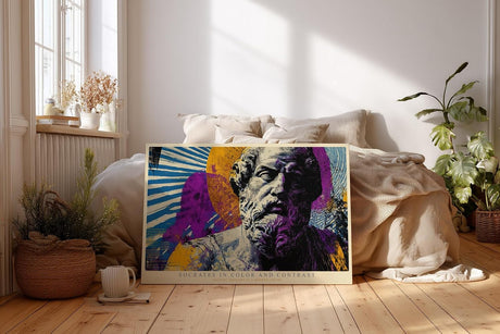 Paul Sinus Wandbild 120x80cm Socrates in Color and Contrast moderne Pop Art Statue Philosophie Kunst Poster für Wohnzimmer Büro Studio