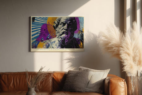 Paul Sinus Wandbild 120x80cm Socrates in Color and Contrast moderne Pop Art Statue Philosophie Kunst Poster für Wohnzimmer Büro Studio