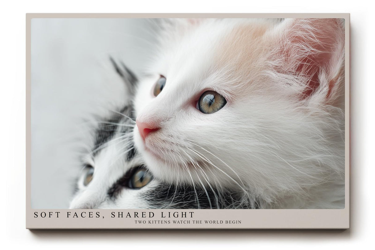 Paul Sinus Wandbild 120x80cm Soft Faces Shared Light zwei süße Kätzchen Tier Fotokunst Katzen Poster für Wohnzimmer Schlafzimmer Kinderzimmer