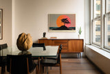 Paul Sinus Wandbild 120x80cm Solitary Tree at Sunset dramatische Landschaft mit Baum Silhouette vor roter Sonne Kunst Poster für Wohnzimmer Büro