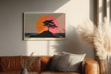 Paul Sinus Wandbild 120x80cm Solitary Tree at Sunset dramatische Landschaft mit Baum Silhouette vor roter Sonne Kunst Poster für Wohnzimmer Büro