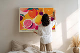 Paul Sinus Wandbild 120x80cm Sommer Früchte Illustration Orange Grapefruit Kirsche farbenfrohe Obst Kunst modernes Küchenbild stilvolle Wanddekoration für Küche Esszimmer Café