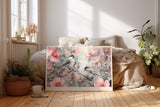 Paul Sinus Wandbild Song Between Blossoms Romantic Birds among Soft Pink Flowers of Springtime