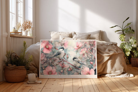Paul Sinus Wandbild Song Between Blossoms Romantic Birds among Soft Pink Flowers of Springtime