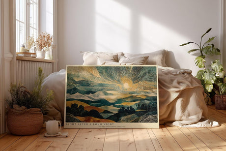 Paul Sinus Wandbild 120x80cm Sonnenaufgang Über Landschaft Moderne Naturkunst LeinWandbild 120x80cm Abstrakte Landschaft Wanddekoration