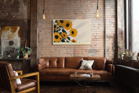 Paul Sinus Wandbild 120x80cm Sonnenblumen Illustration mit goldenen Blueten moderne florale Naturkunst