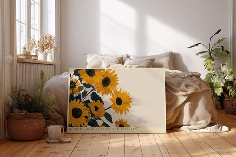 Paul Sinus Wandbild 120x80cm Sonnenblumen Illustration mit goldenen Blueten moderne florale Naturkunst