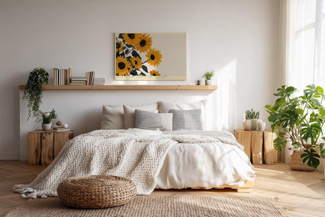 Paul Sinus Wandbild 120x80cm Sonnenblumen Illustration mit goldenen Blueten moderne florale Naturkunst