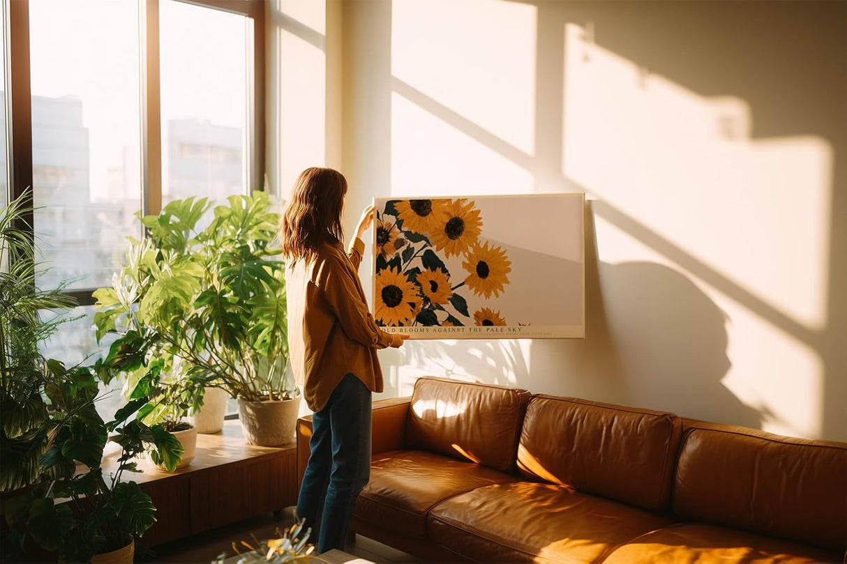 Paul Sinus Wandbild 120x80cm Sonnenblumen Illustration mit goldenen Blueten moderne florale Naturkunst