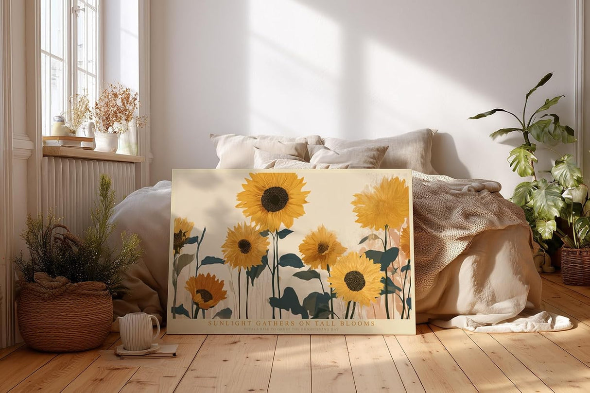 Paul Sinus Wandbild 120x80cm Sonnenblumen im warmen Sonnenlicht moderne florale Naturkunst