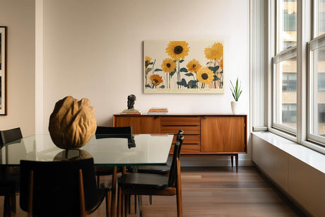 Paul Sinus Wandbild 120x80cm Sonnenblumen im warmen Sonnenlicht moderne florale Naturkunst