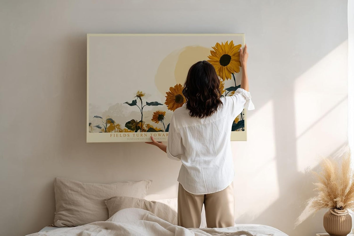 Paul Sinus Wandbild 120x80cm Sonnenblumenfeld moderne florale Naturkunst mit warmen Farben
