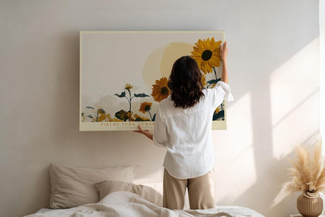 Paul Sinus Wandbild 120x80cm Sonnenblumenfeld moderne florale Naturkunst mit warmen Farben