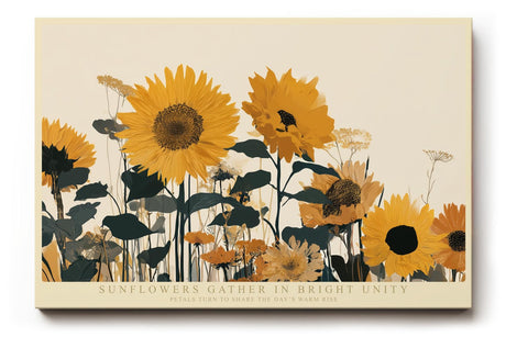 Paul Sinus Wandbild 120x80cm Sonnenblumenfeld moderne florale Naturkunst mit warmen Gelbtoenen