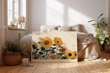 Paul Sinus Wandbild 120x80cm Sonnenblumenfeld moderne florale Naturkunst mit warmen Gelbtoenen