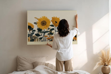 Paul Sinus Wandbild 120x80cm Sonnenblumenfeld moderne florale Naturkunst mit warmen Gelbtoenen