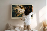 Paul Sinus Wandbild 120x80cm Sonnenlicht durch Blaetter Natur Fotokunst warmes Licht botanisches Motiv gruen gold moderne Wanddekoration fuer Wohnzimmer Büro