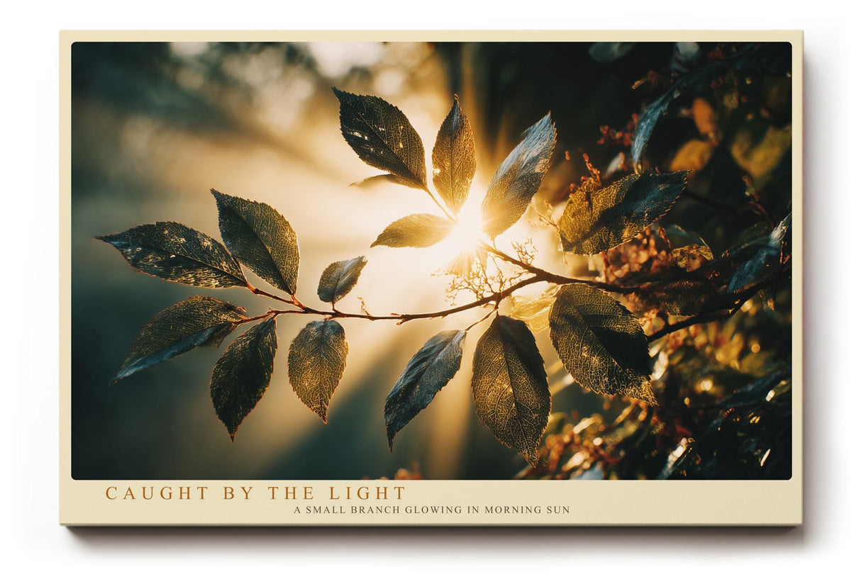Paul Sinus Wandbild 120x80cm Sonnenlicht durch Blaetter Natur Fotokunst warmes Licht botanisches Motiv gruen gold moderne Wanddekoration fuer Wohnzimmer Büro