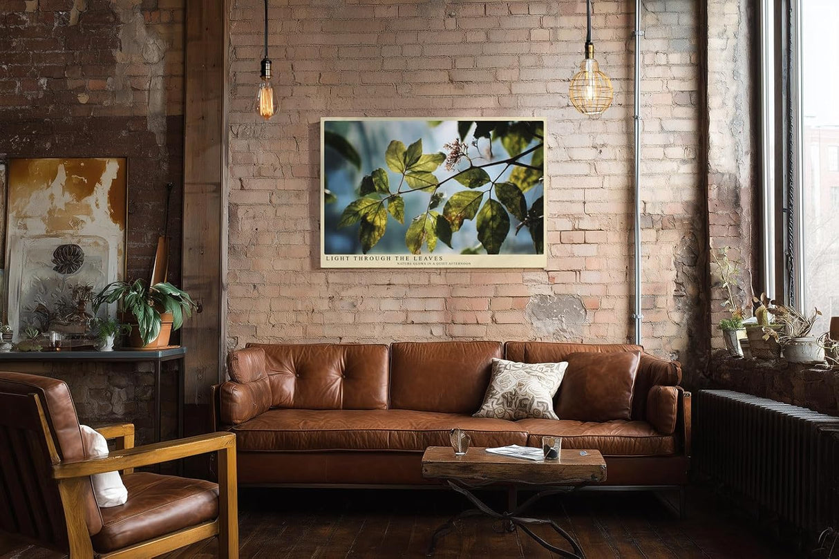 Paul Sinus Wandbild 120x80cm Sonnenlicht durch Blaetter Naturfotografie gruene Pflanzen moderne Naturkunst stilvolle Wanddekoration fuer Wohnzimmer Büro