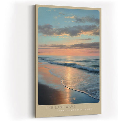 Paul Sinus Wandbild in 40x60cm Sonnenuntergang am Meer mit sanften Wellen und reflektierendem Licht auf dem Wasser