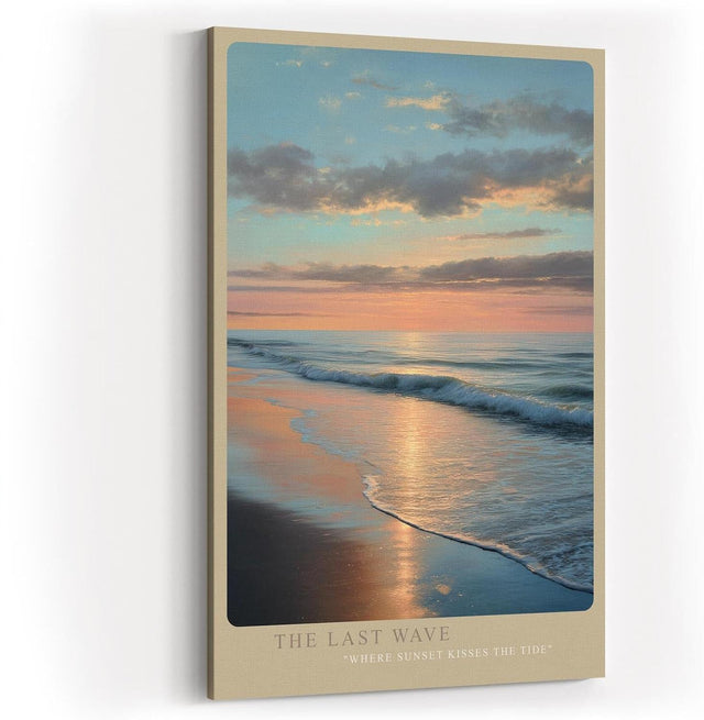 Paul Sinus Wandbild in 40x60cm Sonnenuntergang am Meer mit sanften Wellen und reflektierendem Licht auf dem Wasser