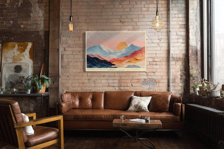 Paul Sinus Wandbild 120x80cm Sonnenuntergang über sanften Bergen – Moderne Landschaftskunst mit warmen Farben für stilvolle Wohnräume