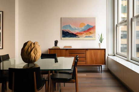 Paul Sinus Wandbild 120x80cm Sonnenuntergang über sanften Bergen – Moderne Landschaftskunst mit warmen Farben für stilvolle Wohnräume
