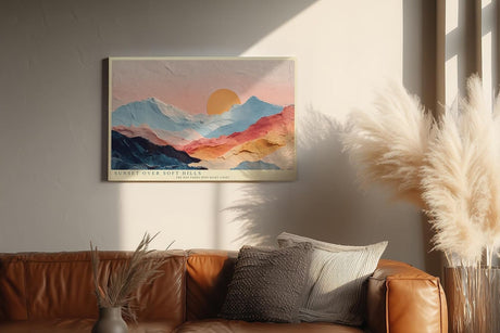 Paul Sinus Wandbild 120x80cm Sonnenuntergang über sanften Bergen – Moderne Landschaftskunst mit warmen Farben für stilvolle Wohnräume