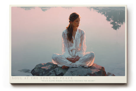 Paul Sinus Wandbild Soul at the Edge of Peace Meditatives Kunstwerk mit einer Frau am Wasser – Symbol für innere Ruhe, Harmonie und Achtsamkeit.