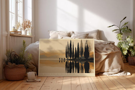 Paul Sinus Wandbild 120x80cm Spiegelnde Zypressenlandschaft am See moderne ruhige Naturkunst