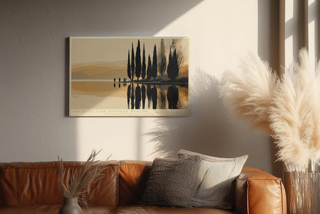 Paul Sinus Wandbild 120x80cm Spiegelnde Zypressenlandschaft am See moderne ruhige Naturkunst