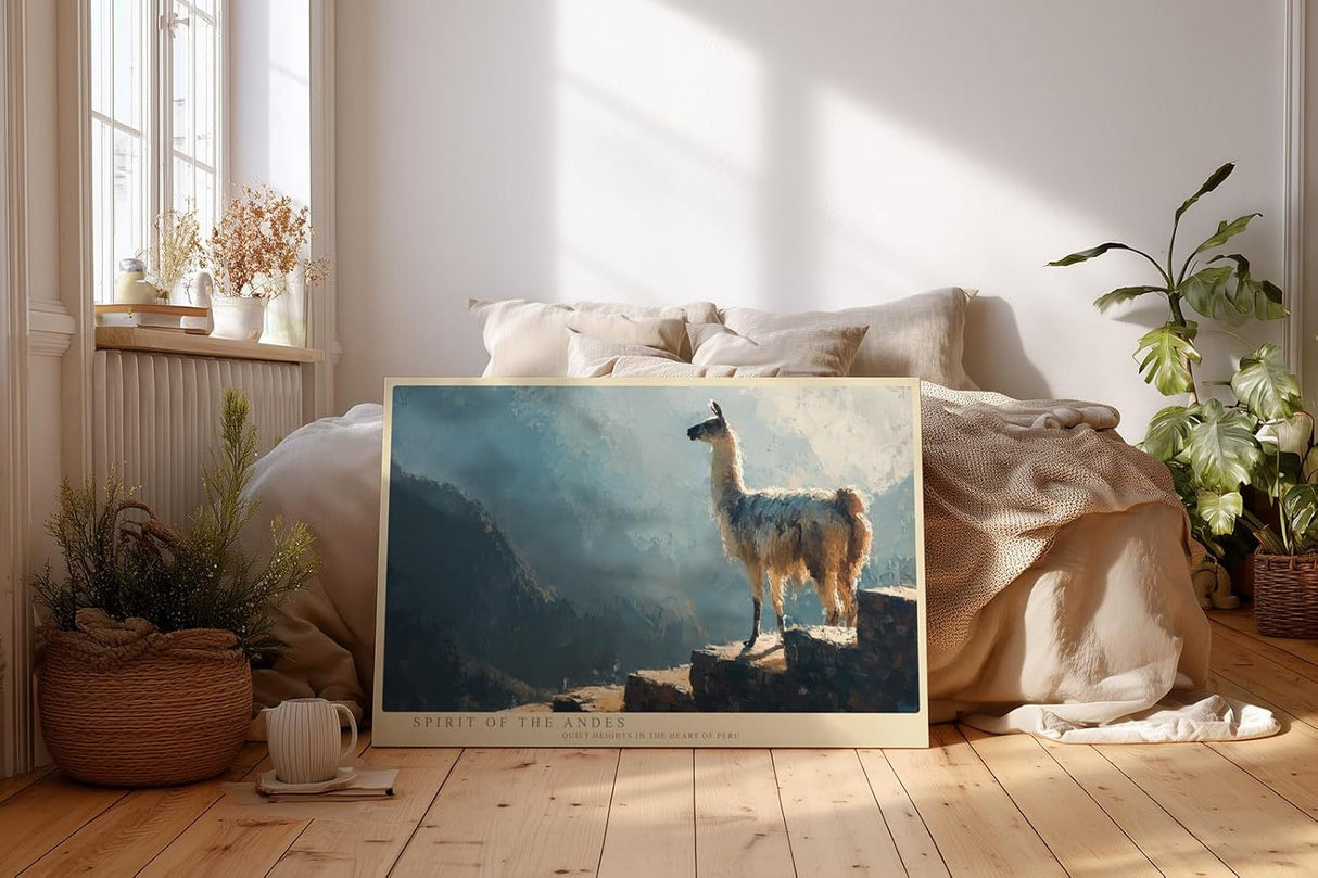 Paul Sinus Wandbild 120x80cm Spirit of the Andes Lama in den Anden Berglandschaft Peru Natur Kunst fuer Wohnzimmer und Büro