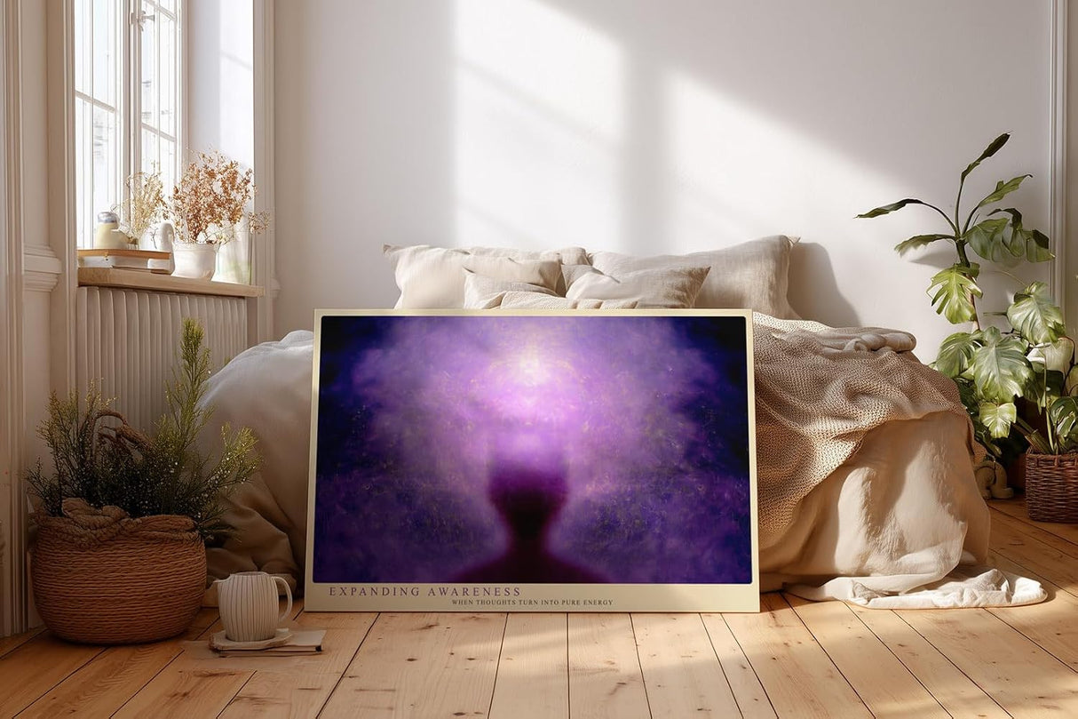 Paul Sinus Wandbild 120x80cm spirituelle Energie abstrakte Meditation violett moderne Bewusstseinskunst grosses Kunstbild stilvolle Wanddekoration fuer Wohnzimmer Yoga Raum