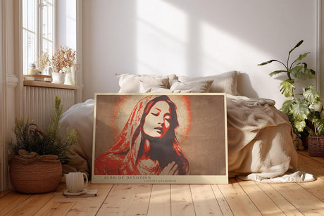 Paul Sinus Wandbild 120x80cm Spirituelles Frauenportrait Moderne Ikonen Kunst LeinWandbild 120x80cm Meditative Wanddekoration