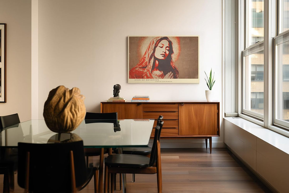 Paul Sinus Wandbild 120x80cm Spirituelles Frauenportrait Moderne Ikonen Kunst LeinWandbild 120x80cm Meditative Wanddekoration