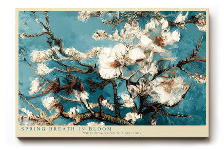 Paul Sinus Wandbild 120x80cm Spring Breath in Bloom Kirschblüten Zweige vor blauem Himmel florale Kunst Poster für Wohnzimmer Schlafzimmer