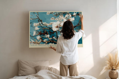Paul Sinus Wandbild 120x80cm Spring Breath in Bloom Kirschblüten Zweige vor blauem Himmel florale Kunst Poster für Wohnzimmer Schlafzimmer