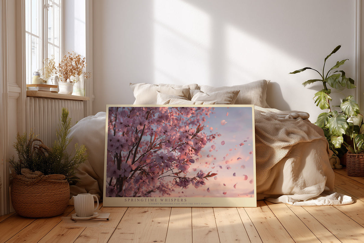 Paul Sinus Wandbild Springtime Whispers – zarte Kirschblüten im Wind symbolisieren Vergänglichkeit, Romantik und die Schönheit des Frühlings