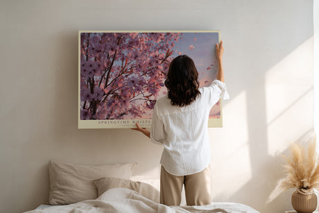 Paul Sinus Wandbild Springtime Whispers – zarte Kirschblüten im Wind symbolisieren Vergänglichkeit, Romantik und die Schönheit des Frühlings