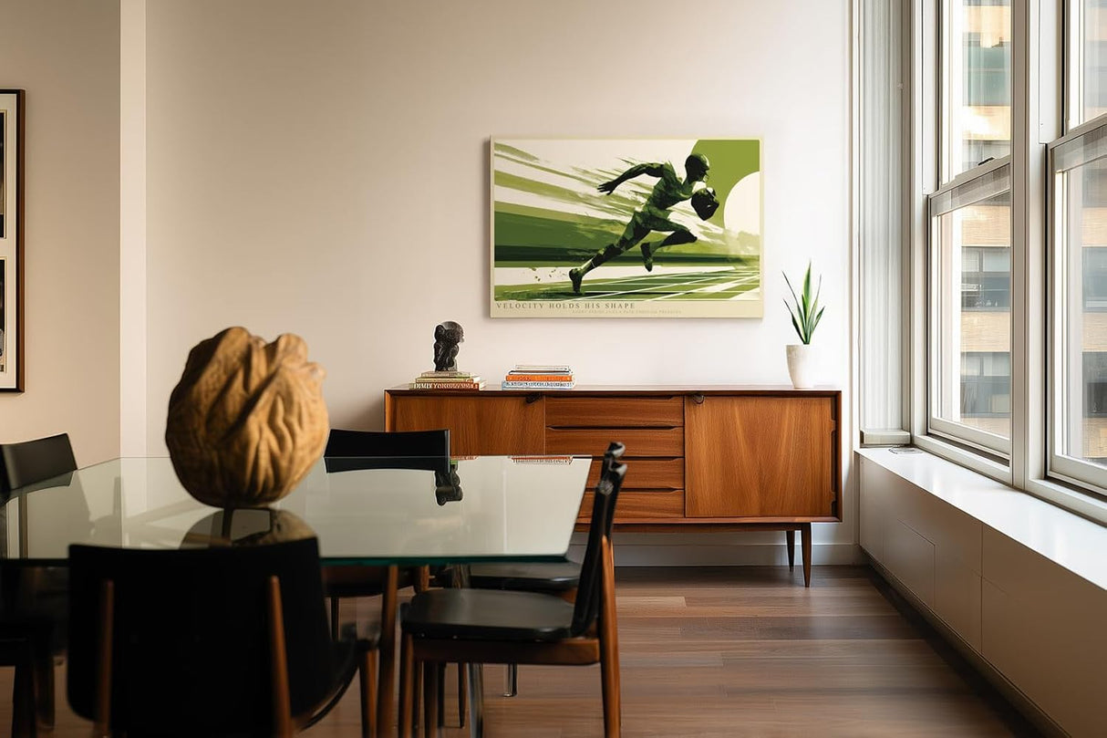 Paul Sinus Wandbild 120x80cm Sprinter mit Football dynamische Sportkunst mit kraftvoller Bewegung