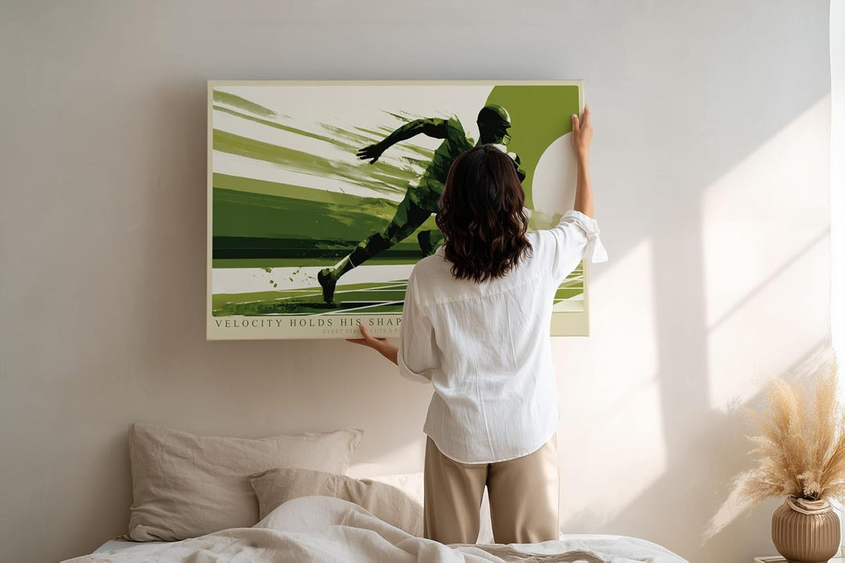 Paul Sinus Wandbild 120x80cm Sprinter mit Football dynamische Sportkunst mit kraftvoller Bewegung